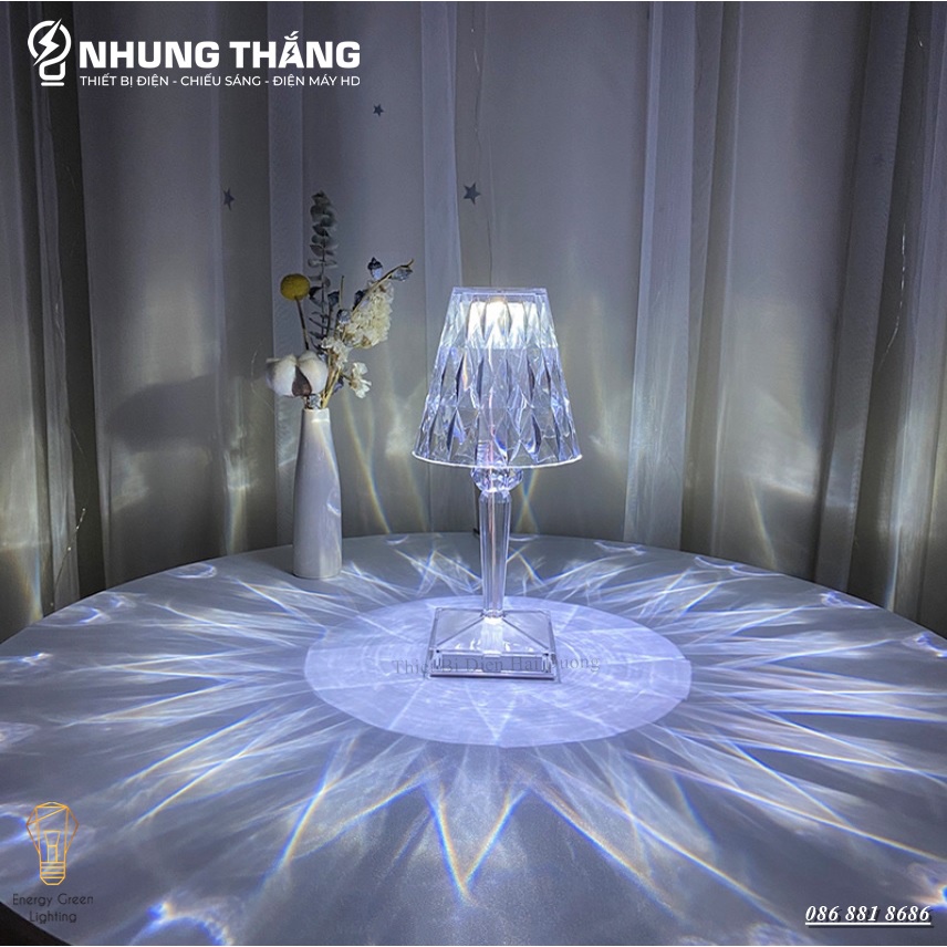 Đèn Bàn Pha Lê Cảm Ứng Cao Cấp DB-983 - Chuyển Đổi 16 Màu Sắc - Điều Khiển Từ Xa - Decor Trang Trí - Pin Sạc Tích Điện