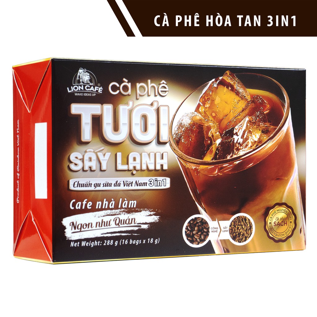 CÀ PHÊ TƯƠI - CÀ PHÊ SỮA ĐÁ hòa tan 3in1 sấy lạnh - GU NHÀ LÀM 288G (1 hộp 16 gói x 18G)