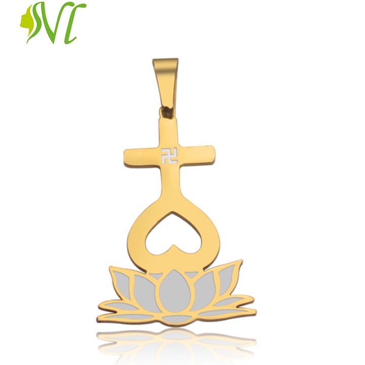 Mặt dây chuyền thiên tâm đạo titan Người Đẹp Vì Lụa đế hoa sen không đen xài nước tốt