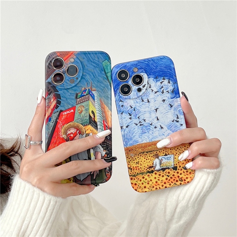 Ốp Điện Thoại IMD Mềm Họa Tiết Tranh Sơn Dầu van gogh Hoạt Hình Cho IPhone13 12 11 MAX X/XS XR XSMAX 7P/8P 7/8/SE2