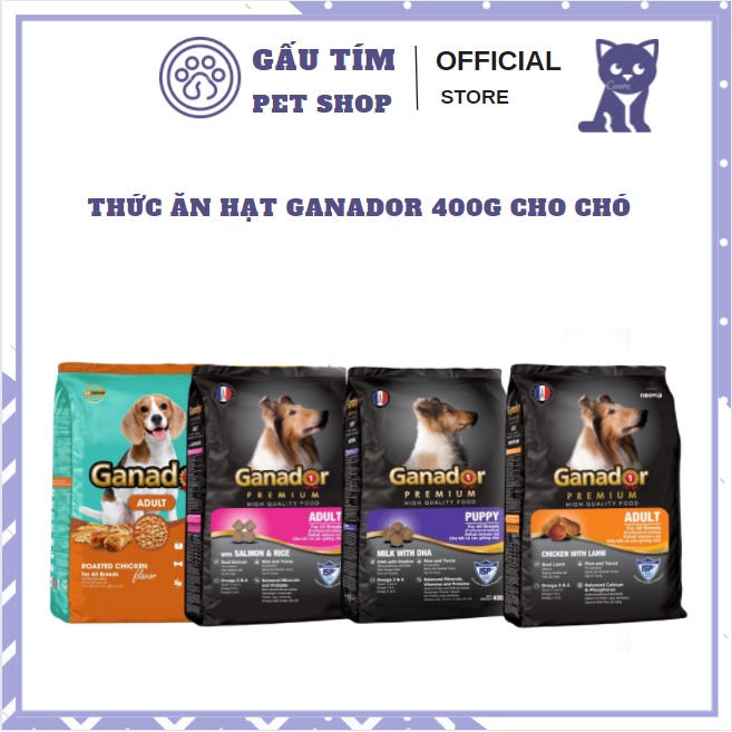 [FREESHIP]Thức ăn cho chó Ganador gói 400g - adult - puppy