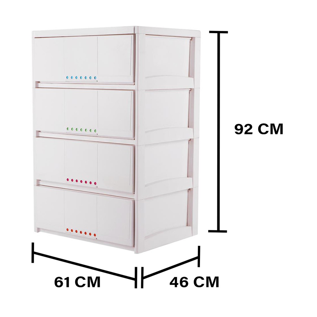 HomeBase STACKO Tủ nhựa đa năng 4 tầng Thái Lan W61xD46xH92cm Trắng