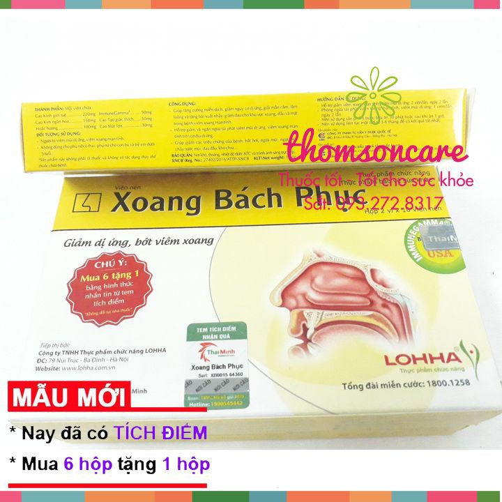 Xoang bách phục - hỗ trợ giảm viêm xoang - Mua 6 tặng 1 bằng tem tích điểm