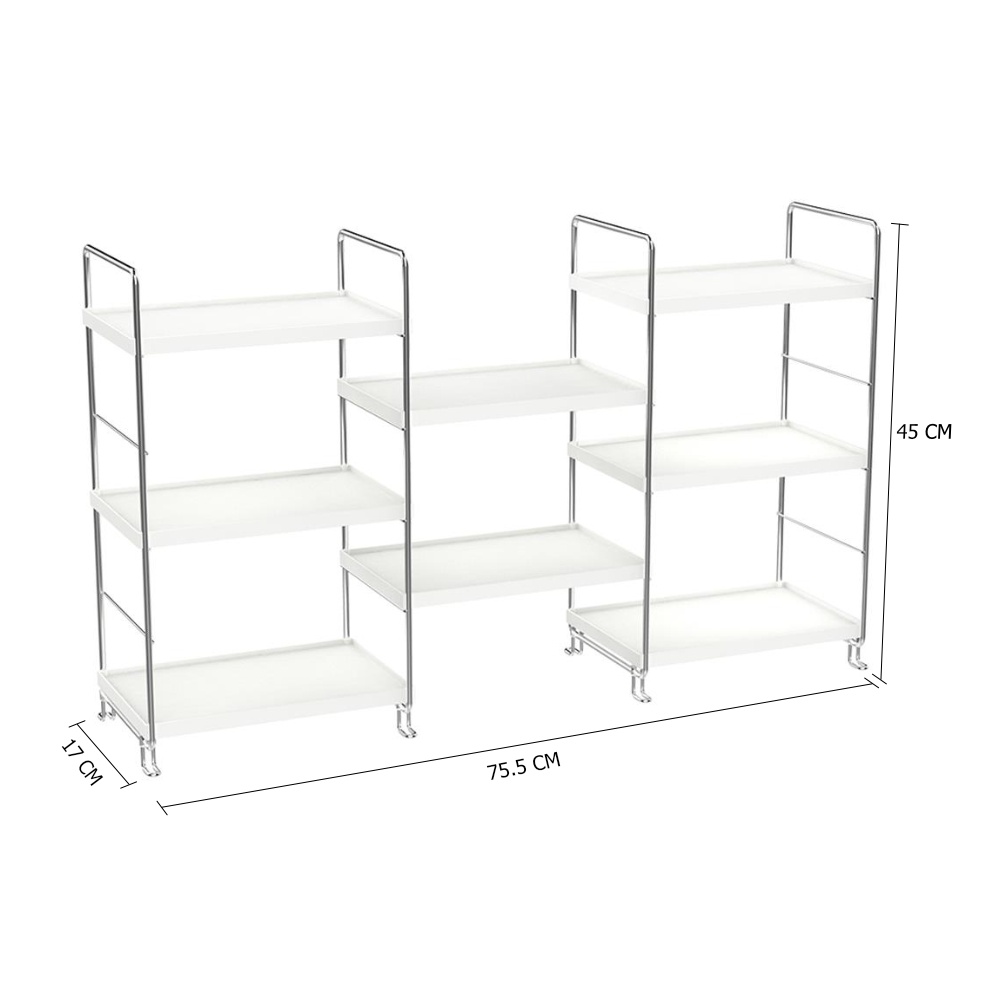 HomeBase KECH Kệ bếp nhiều tầng bằng thép không gỉ  XCB5151 W75.5xD17xH45cm màu trắng