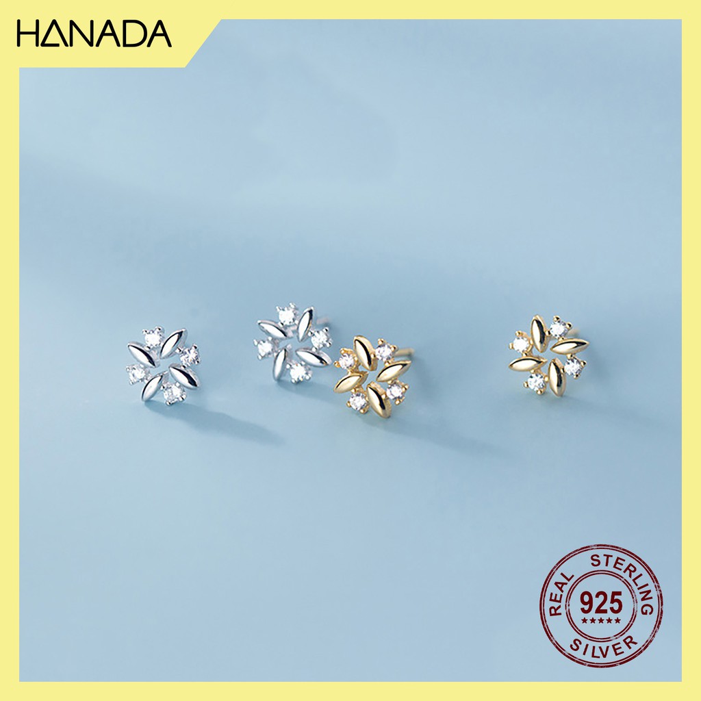 Bông Tai Bạc 925 Hanada N34.E.2.B.180.0657 Bốn Hạt Đá C14