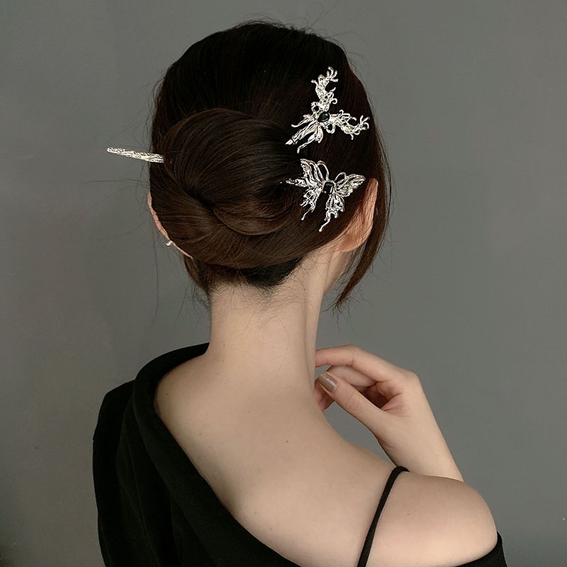 Kẹp Tóc Kim Loại Hình Bướm Phối Tua Rua Phong Cách Trung Hoa