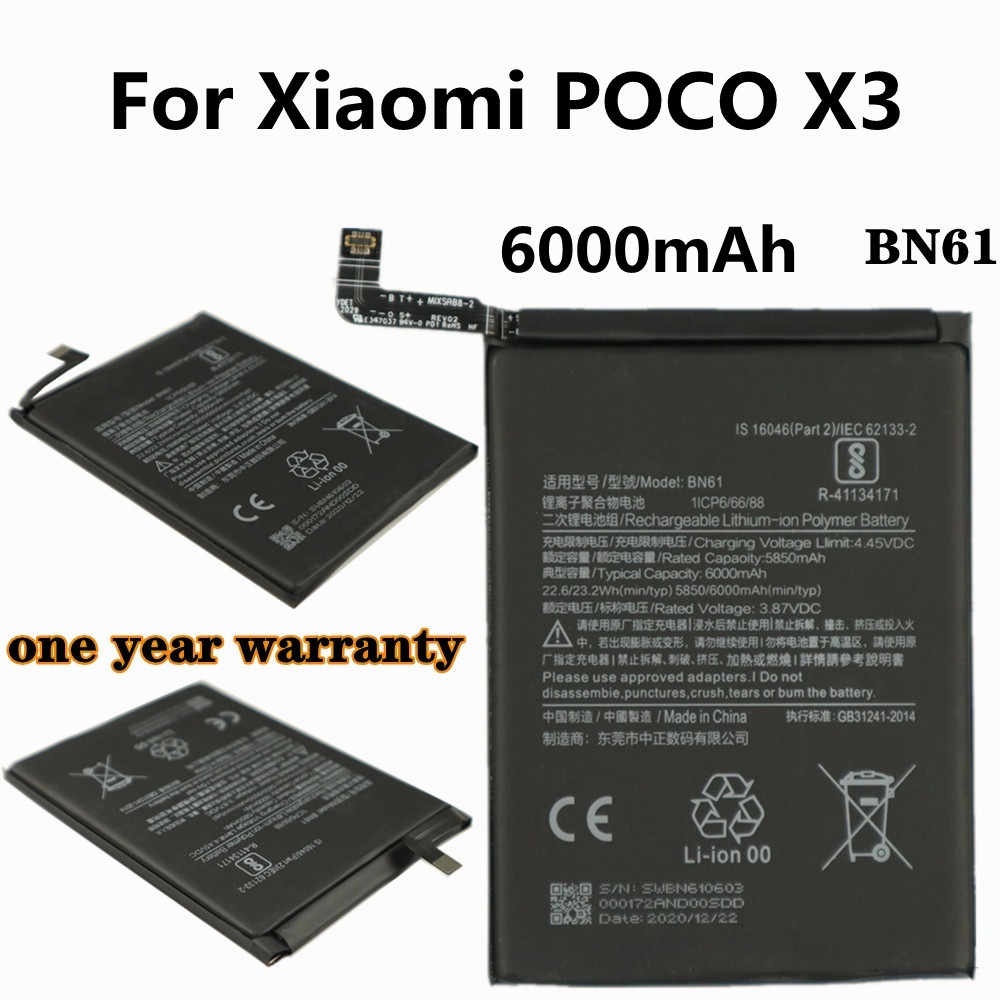 Pin Cho Xiaomi POCO X3 Pin 6000MAh BN61 Bateria_ Pin xịn bảo hành 6 tháng