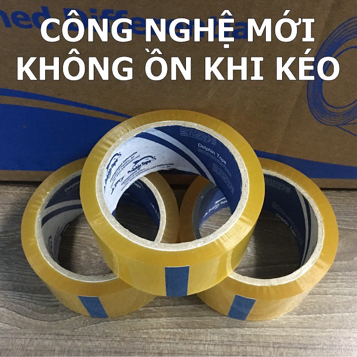 6 cuộn BD không kêu Dolphin – Kích thước: 47mm x 50M - Băng dính đóng gói không ồn khi sử dụng – Chuyên đóng thùng bìa C