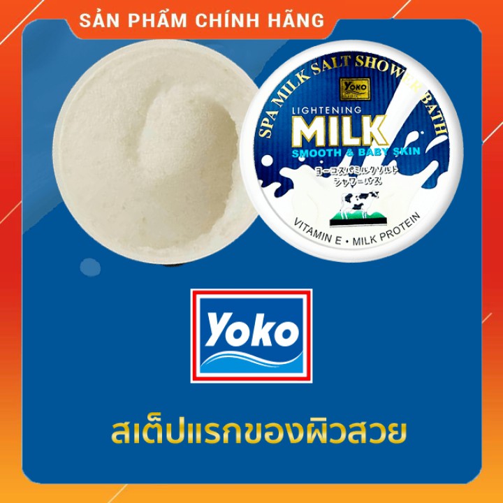 Muối tắm sữa bò tẩy da chết,trắng da, ngừa mụn Yoko Thái Lan 380g(Hàng chính hãng)