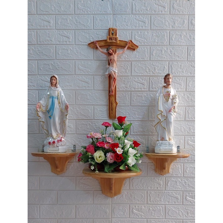 BỘ 3 TƯỢNG ĐỨC MẸ  BAN ƠN, THÁNH GIUSE  THÁNH GIÁ CHÚA CHỊU NẠN 45CM hoặc 56CM BỘ 3 TƯỢNG MÀU TRẮNG