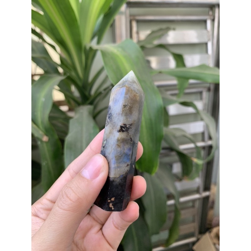 Trụ xà cừ lửa đốm dùng sưu tầm trang trí - Đá thiên nhiên - Đá thanh tẩy - Labradorite Natural point