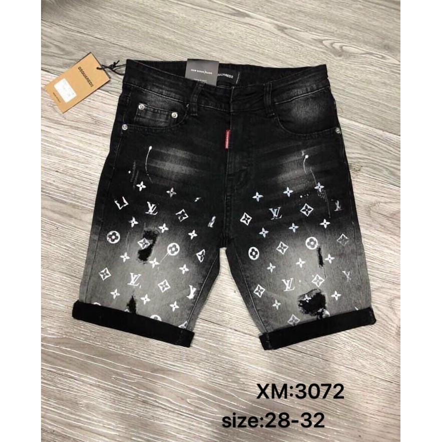 Quần short jean nam DSQ đen rách thêu logo vẩy sơn chất bò form body mẫu mới nhiều màu cao cấp AHFASHION | BigBuy360 - bigbuy360.vn