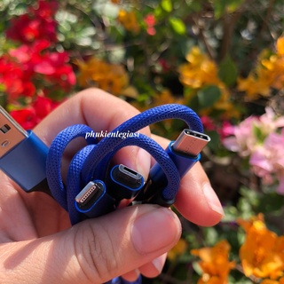 XÃ HÀNG THANH LÝ Cáp sạc dây dù 3 đầu Type C, Micro usb, lai ning