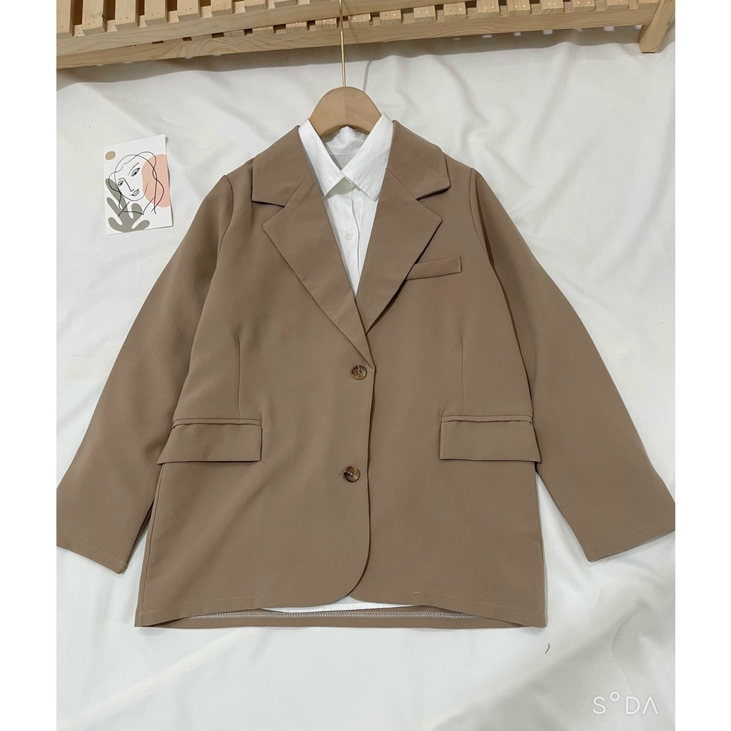 Áo blazer nữ 2 lớp phong cách Hàn Quốc, Áo vest kẻ nữ blazer khoác ngoài đẹp aosomicongsothietke