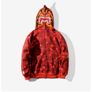 Aó khoác Bape Tiger màu đỏ ,jacket bape tiger đỏ,áo khoác bape hổ đỏ ,áo khoác bape cá mập hổ màu đỏ