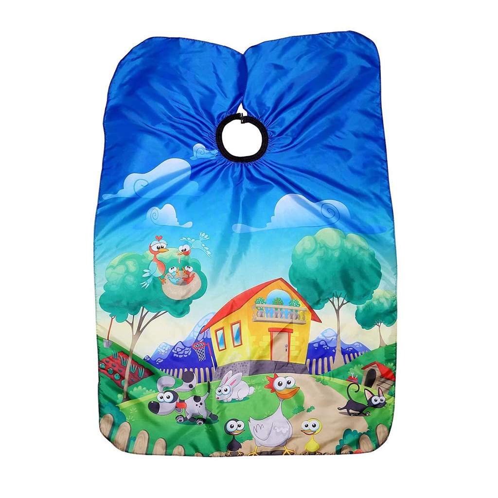 Áo Choàng Cắt Tóc Chuyên Nghiệp Chống Nước Có Thể Điều Chỉnh Đính Hoạt Hình Cho Bé