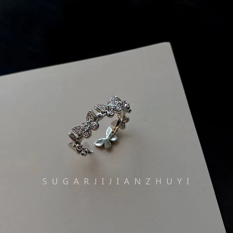 Nhẫn bạc đính đá zircon hình bướm thờI trang sành điệu cho nữ