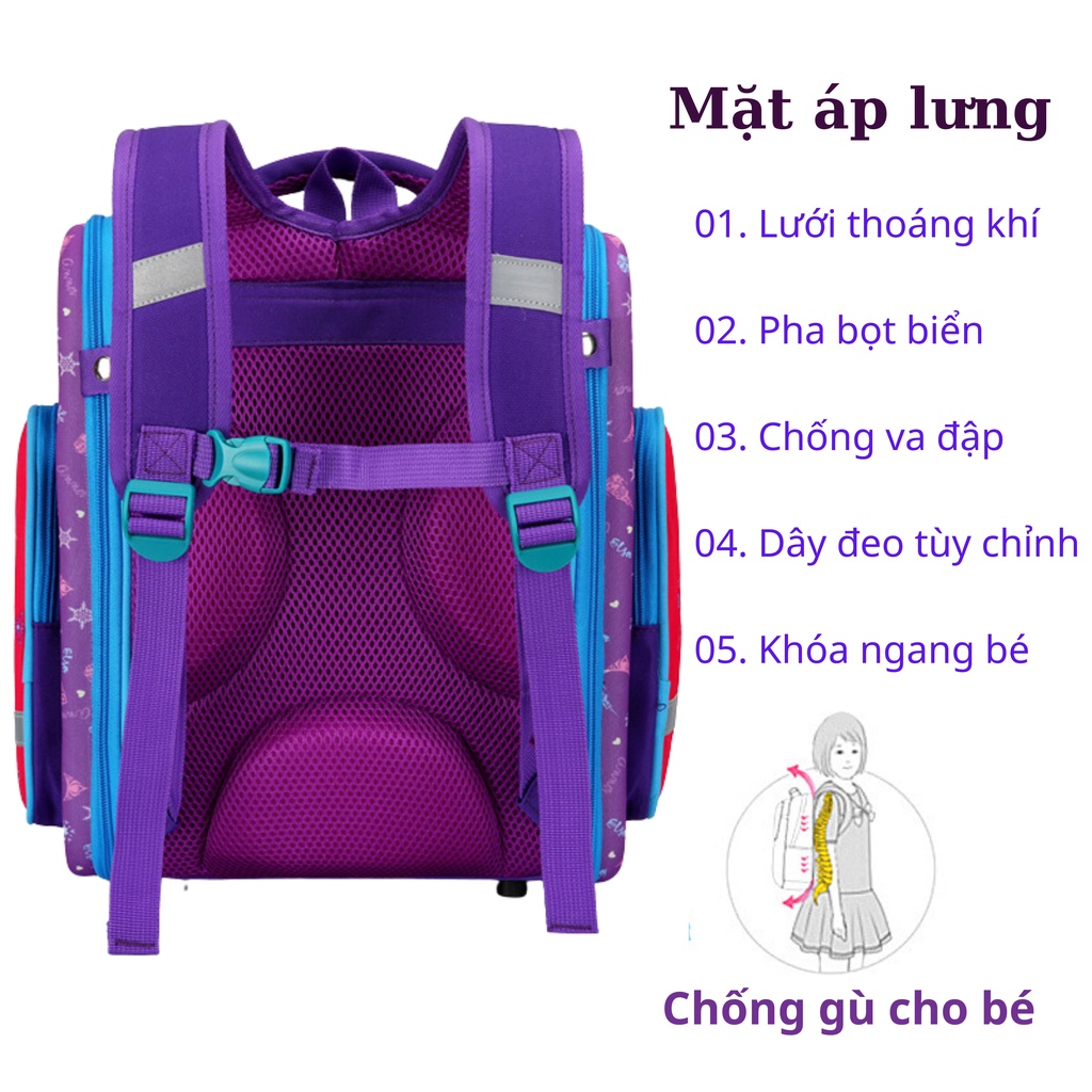 Balo chống gù cho bé trai bé gái tiểu học từ lớp 1 đến lớp 5 hàng loại 1 KDB20