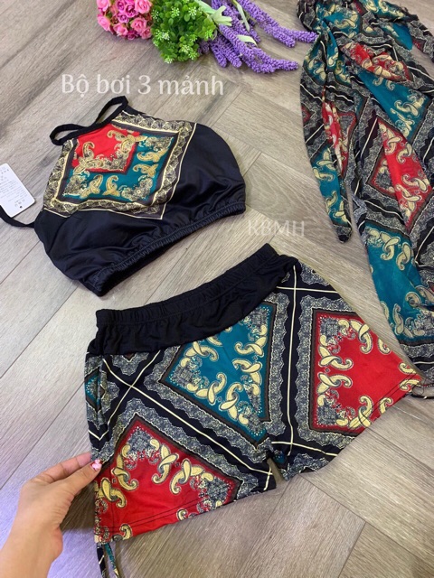 Set bộ bơi 3 chi tiết thổ cẩm cho nữ | BigBuy360 - bigbuy360.vn