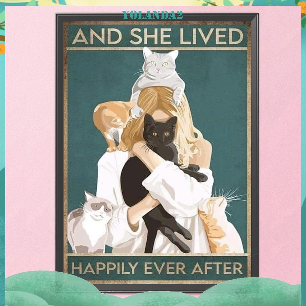 Tranh thêu chữ thập 11CT 3 sợi cotton hình mèo toàn diện