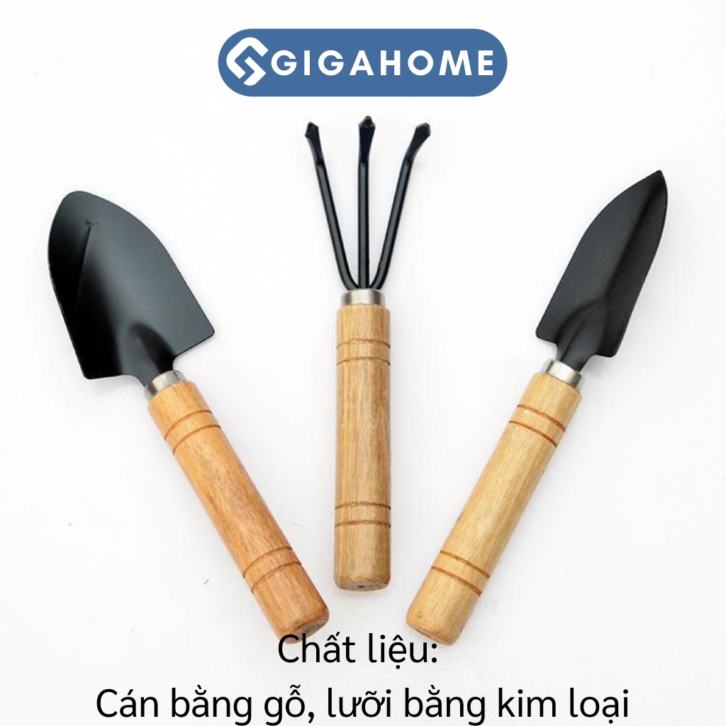 Bộ 3 Cuốc, Xẻng Mini Trồng Cây Cảnh GIGAHOME Chăm Sóc Bonsai, Xương Rồng 8497