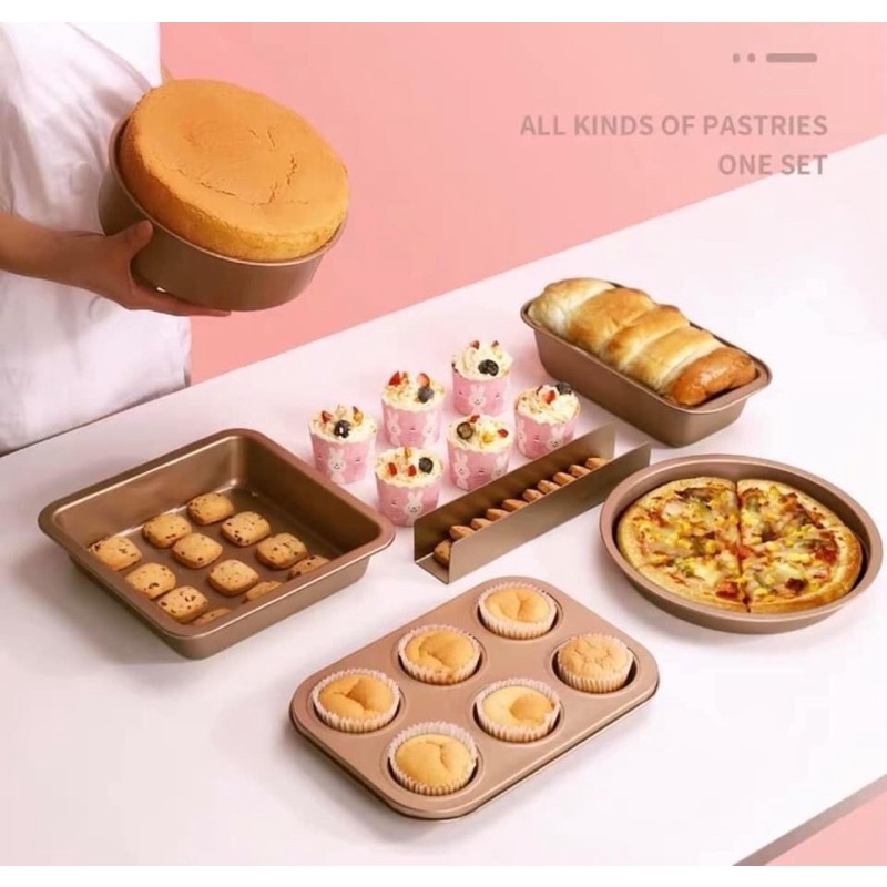 Bộ 5 khay nướng bánh chống dính bằng thép carbon