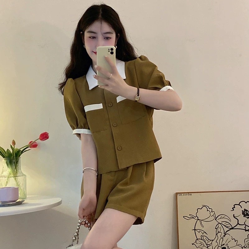 Set Bộ Pha Viền Cổ Trắng 2 Màu Siêu Xinh Có Ảnh Thật