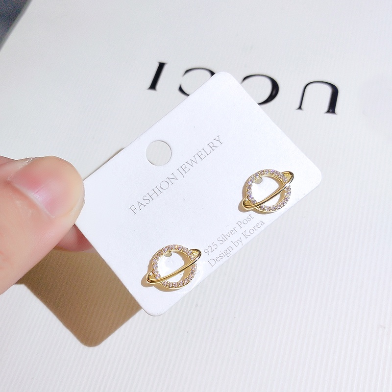 Bông tai mạ vàng 18K JIUDUOLAN đính kim cương nhân tạo hình hành tinh nhỏ thanh lịch cho nữ