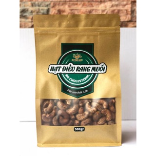 500gr hạt điều rang muối còn vỏ lụa loại a đak lak dạng túi giấy