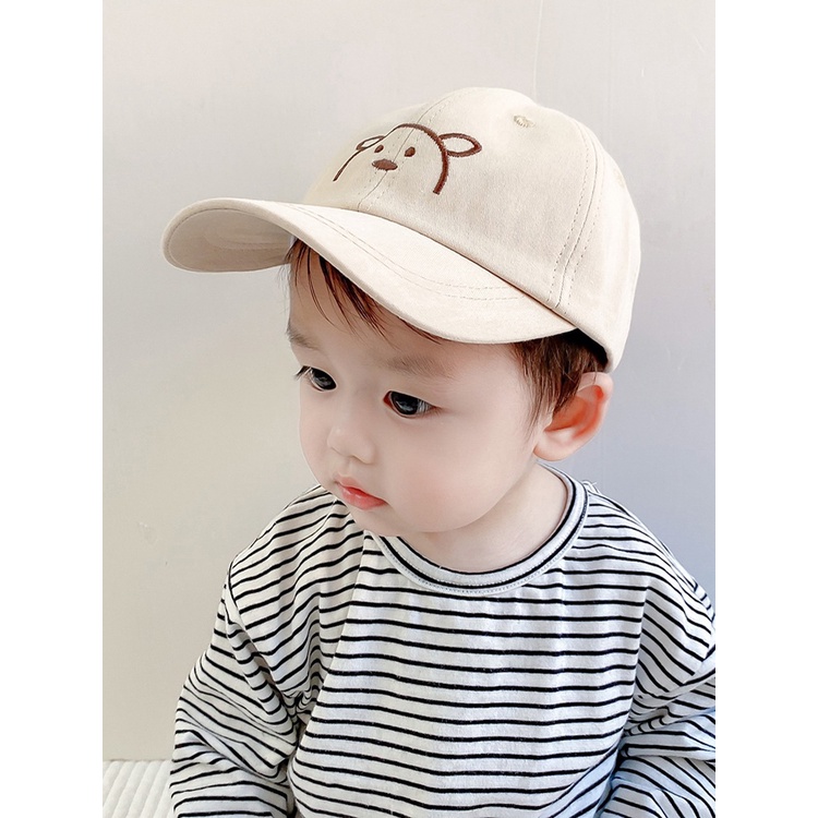 Mũ lưỡi trai cho bé trai bé gái 6 -24 tháng thêu hình gấu đáng yêu