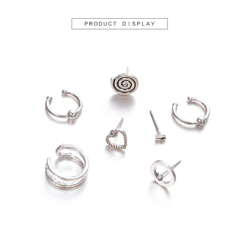 Set 7 bông tai bằng thép không gỉ phong cách Punk cho nữ