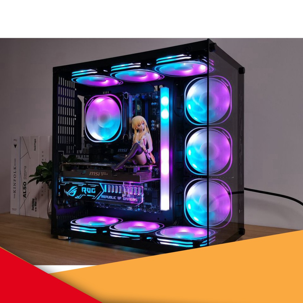 Quạt Tản Nhiệt, Fan Case Coolmoon K3 dual ring led RG - Sử dụng hub