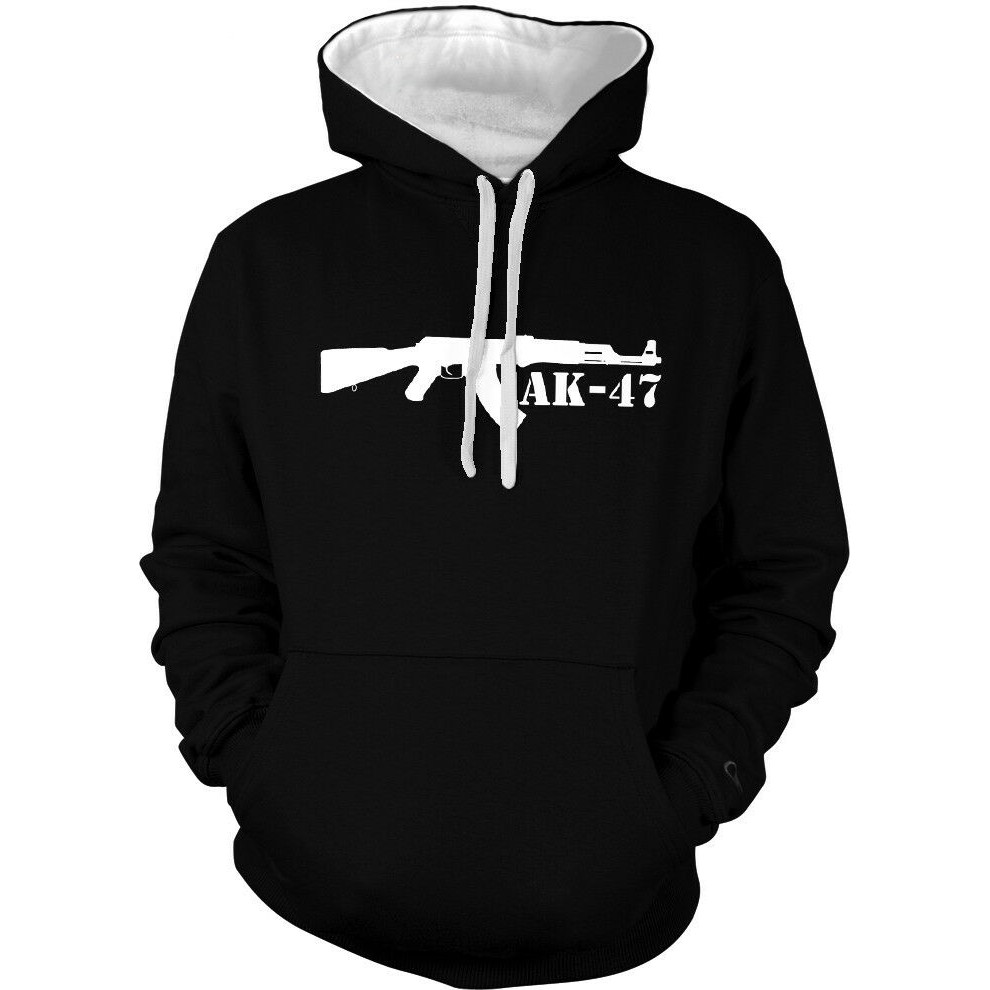 Áo Khoác Hoodie Chui Cổ In Hình Súng Ak-47 Có 2 Màu