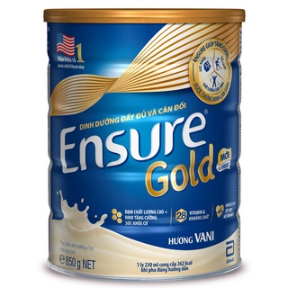 Sữa Ensure Gold 850g hương Vani, Vani ít ngọt, Lúa mạch - Sữa Bột Cho Người Lớn Tuổi