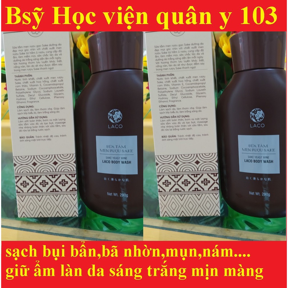 sữa tắm trắng da men rượu sake LACO HOT 290g,làm mịn,nhả nắng,đều màu da,ngừa mụn lưng[kem dưỡng trắng da body đẹp thân] | BigBuy360 - bigbuy360.vn