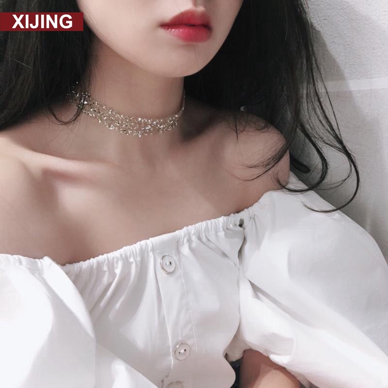 【COD】Vòng Cổ Choker Bản Rộng Tàng Hình Lấp Lánh Thời Thượng