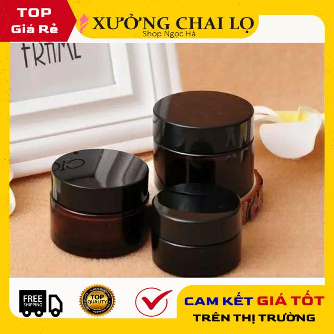 Hũ Chiết Mỹ Phẩm ❤ GIÁ RẺ NHẤT ❤ Hũ chiết mỹ phẩm thủy tinh nâu 30g,50g,100g đựng kem , phụ kiện du lịch