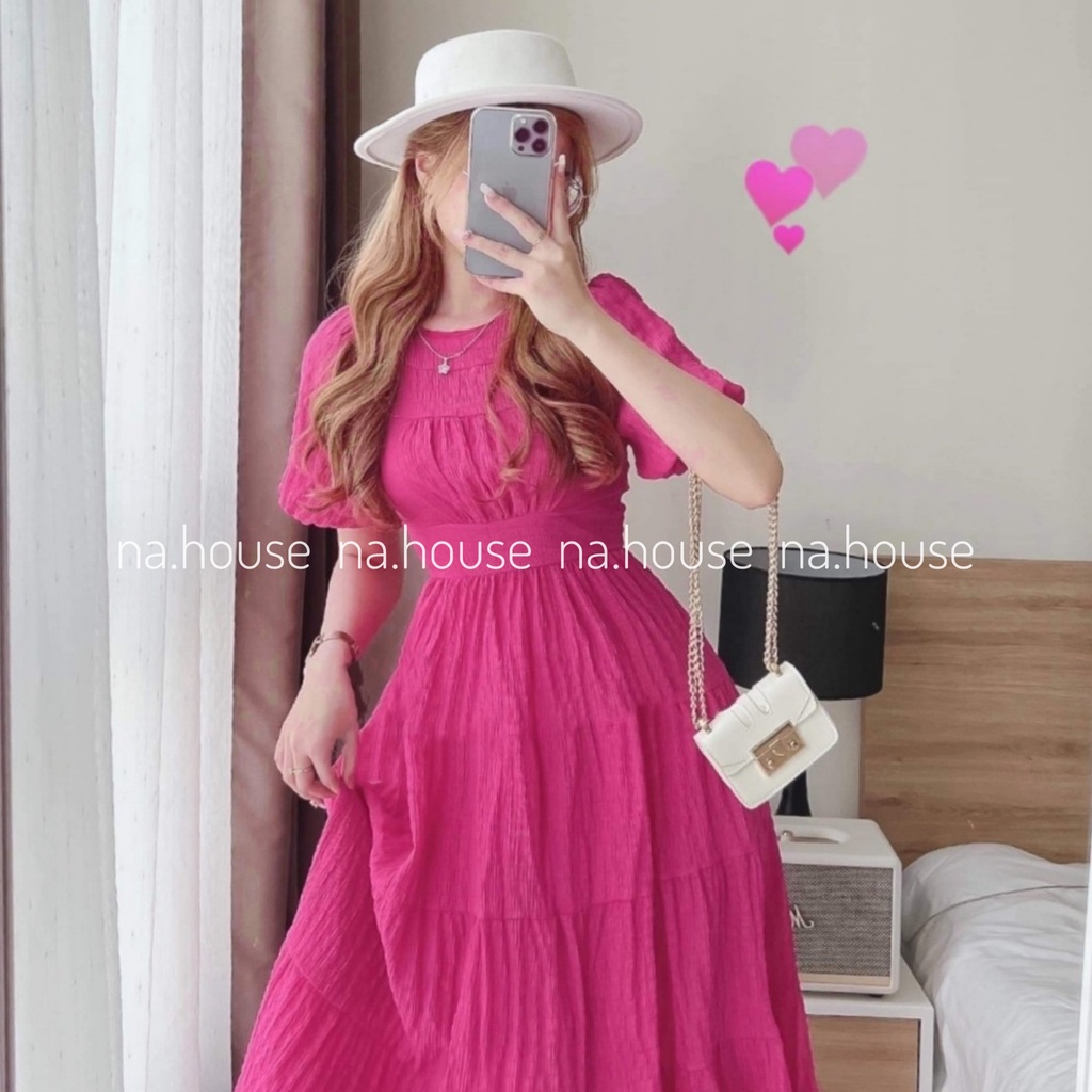 ĐẦM MIDI TIỂU THƯ XINH XẮN NAHOUSE VÁY XỐP NỐI TẦNG DÁNG XÒE ĐI CHƠI ĐI TIỆC CÔNG SỞ THIẾT KẾ HAI LỚP MÀU XANH HỒNG TÍM