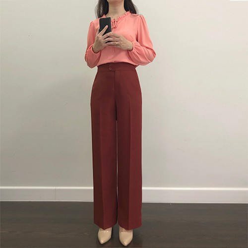 Quần ống suông cài trước (cam đất)