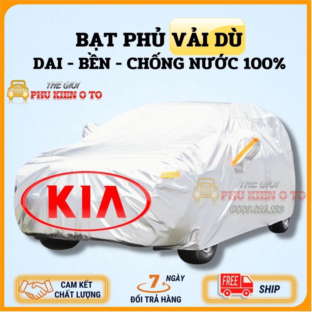 Bạt Phủ Ô Tô Vải Dù Kia Morning, Soluto, Cerato, Seltos, K3, Rondo, Optima, Sorento, Sedona chống nóng, chống nước