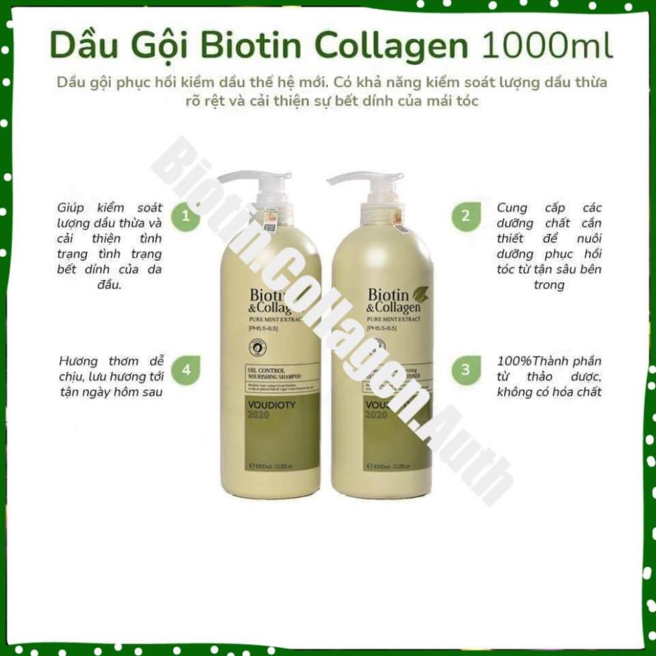 Biotin Collagen Xanh Lá🛑FreeShip🛑Biotin Collagen Xanh Lá | Phục Hồi Kiềm Dầu ⚜️Cặp Dầu Gội Xả Dung Tích 1000ML 63