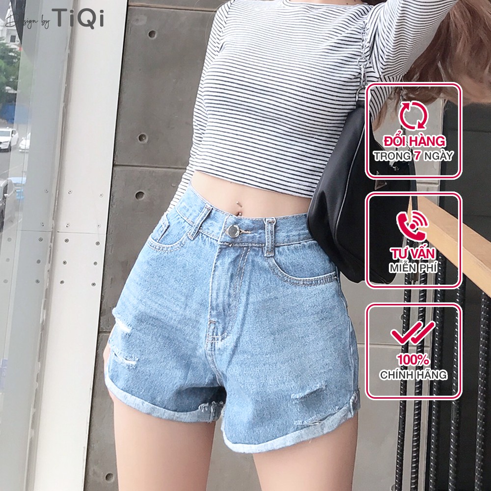 Quần short nữ vải jeans cotton lưng cao TiQi Jeans S1-475