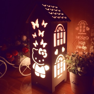 Đèn ngủ handmade cho bé họa tiết mèo Kitty, có sẵn có chiết áp chỉnh sáng tối