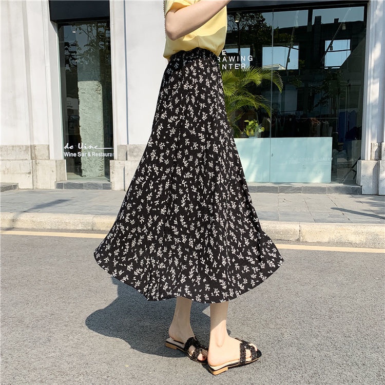 COZOK Chân Váy Hoa Lưng Cao Thời Trang Hàn Quốc Xinh Xắn