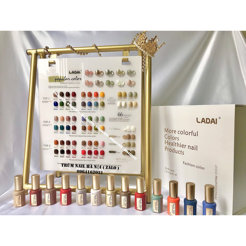 Set Sơn Gel Cao Cấp LADAI 66 Màu Tặng Kèm Khung Treo và Bảng Màu Cùng Base,Top