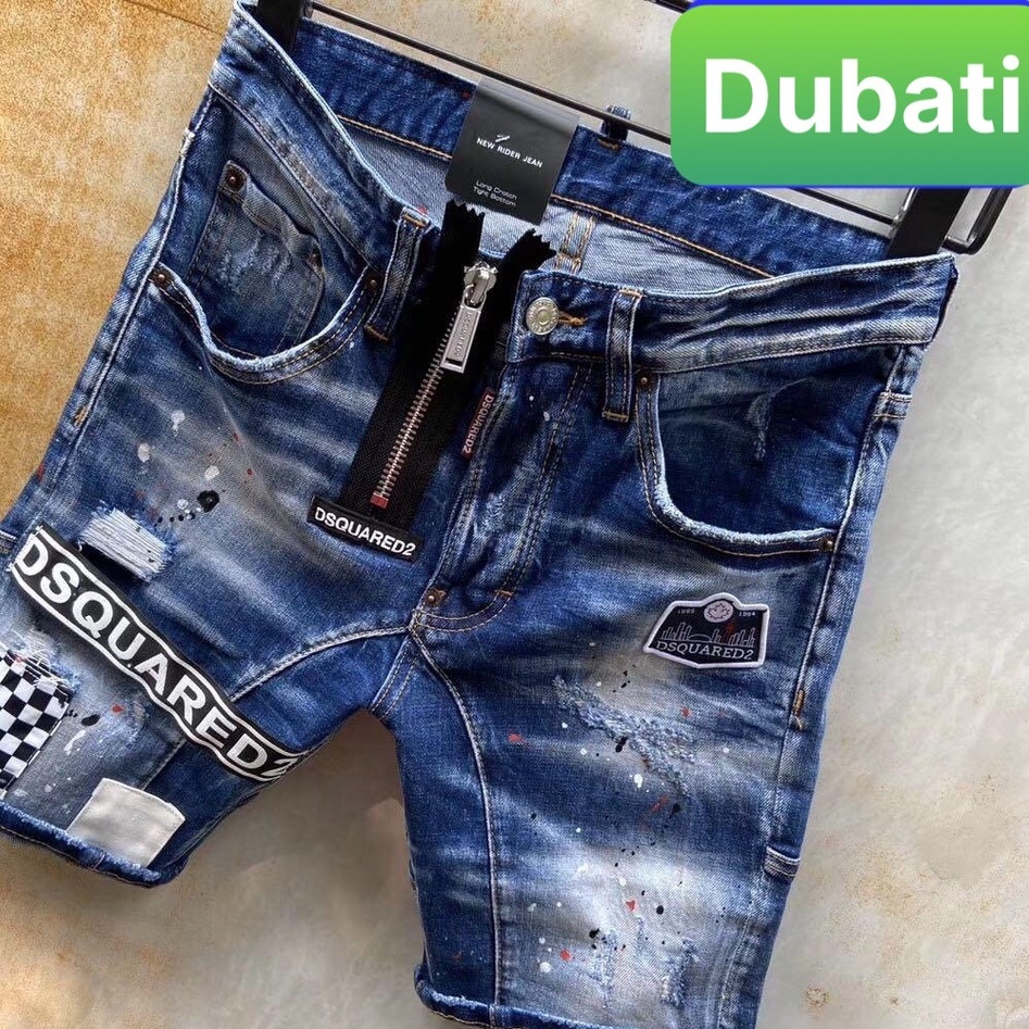 QUẦN SỌT SHORT, QUẦN LỬNG JEAN NAM CHẤT VẢI XANH ĐẬM WASH DÂY KÉO HÀN QUỐC CAO CẤP- DB 74- DUBATI FASHION