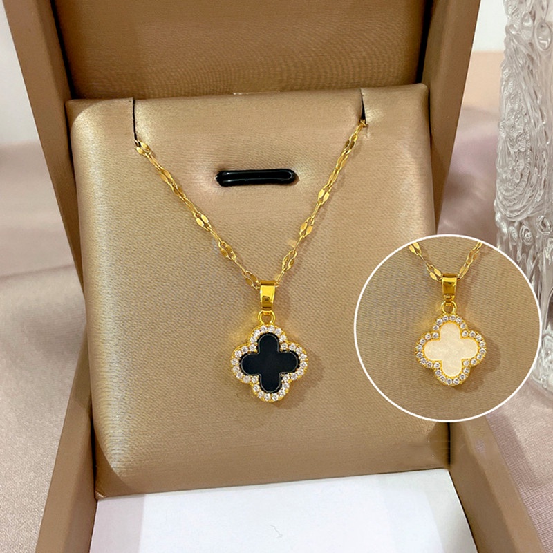 Dây chuyền nữ TITAN NGUYÊN CHẤT KHÔNG GỈ vòng cổ cỏ 4 lá phong cách hàn quốc thời trang thanh lịch
