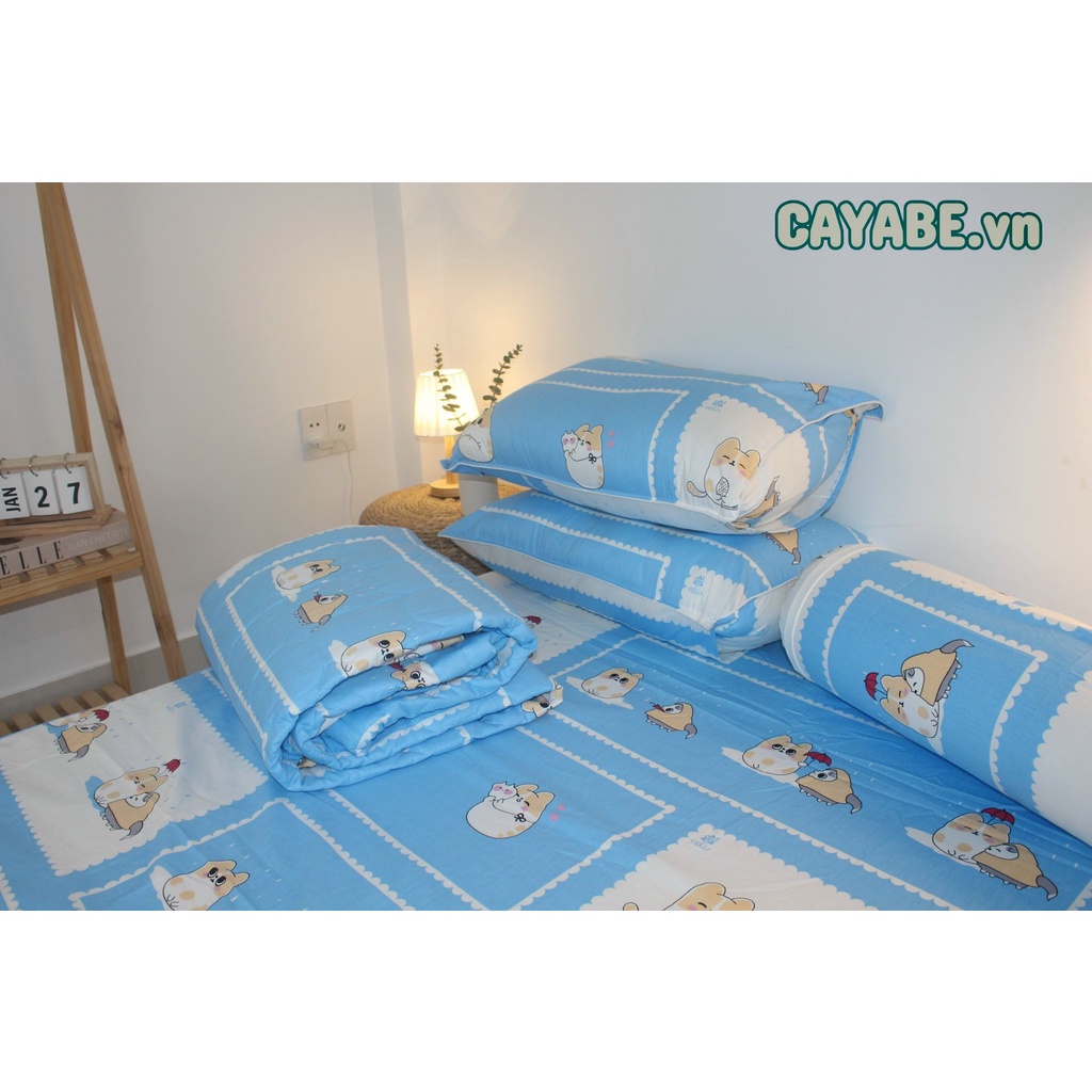 GA CHỐNG THẤM NƯỚC COTTON 5D 2 LỚP CAYABE MÈO TORORO XANH DƯƠNG