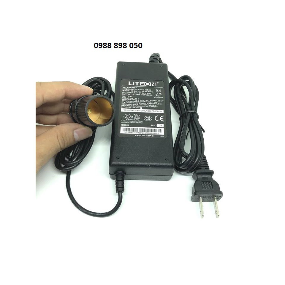 Bảo hành lỗi 1 đổi 1 adapter-nguồn 12v 5a 60w chân đầu tẩu oto hàng cao cấp