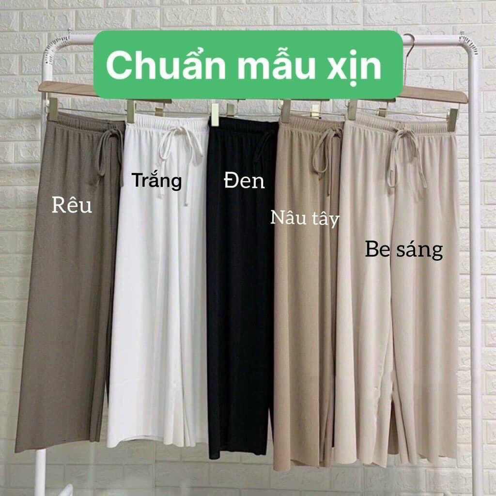 Quần ống suông nữ nhung tăm quần culottes ống rộng cạp chun Ladya Store M230